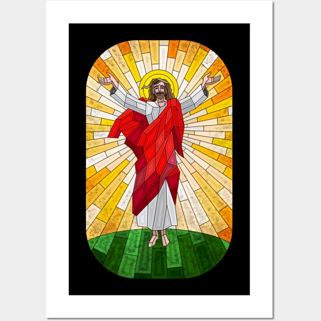 stained glass painting of Jesus Christ Wall Art by sandra0021tees